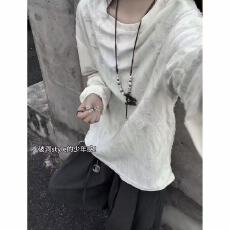 批发潮牌高级破洞圆领长袖<b class='q'>T</b><b class='q'>恤</b>美式<b class='q'>男款</b>潮流痞帅百搭镂空男上衣宽松