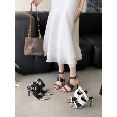 批发2025春季新款圆头细跟高跟气质<b class='q'>显瘦</b>法式时尚性感美绝露趾女凉鞋