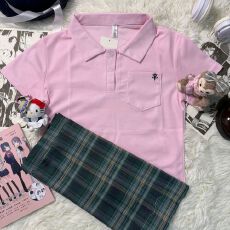 批发新款刺绣polo日系夏季POLO学院短袖收腰JK制服百搭<b class='q'>森林</b>来信格裙