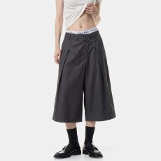 批发新款夏季老钱风解构排扣<b class='q'>七分裤</b>西裤<b class='q'>男</b>女款垂感休闲设计感阔腿<b class='q'>短裤</b>