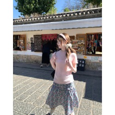 批发孔真烦呐 元气少女短袖羊毛针织<b class='q'>衫</b>春装女款2026年新款<b class='q'>镂空</b>上衣