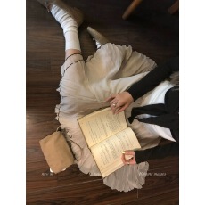 批发8uioio '威尼斯影像'卡其色气质半身裙女春季新款宽松蓬蓬a字裙子