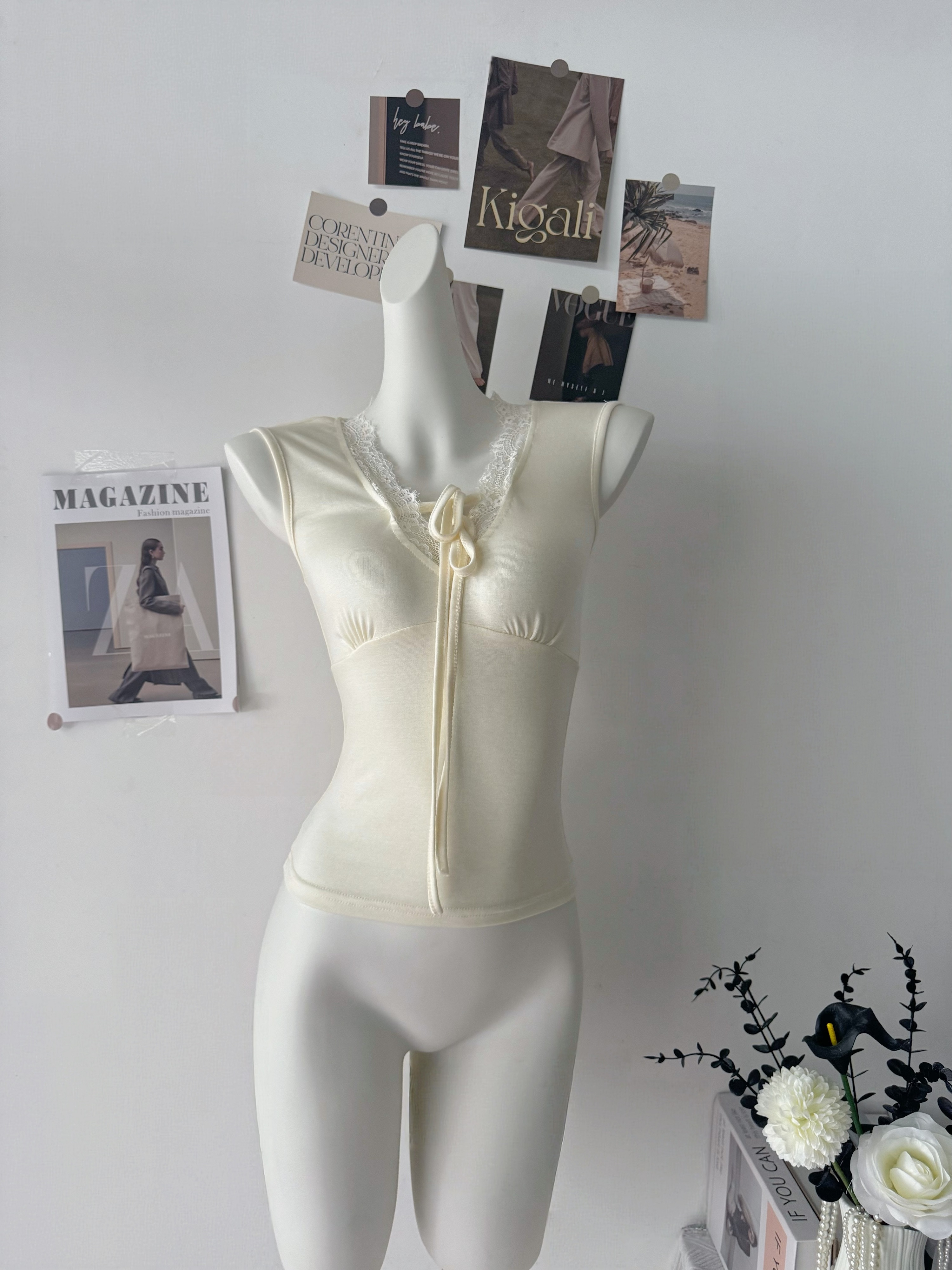 fart shop 레이스 소녀 라이 경기 서울 레이스 레이스 순수한 욕망 레이스업 티셔츠 여성 봄 여름 V넥 맨위