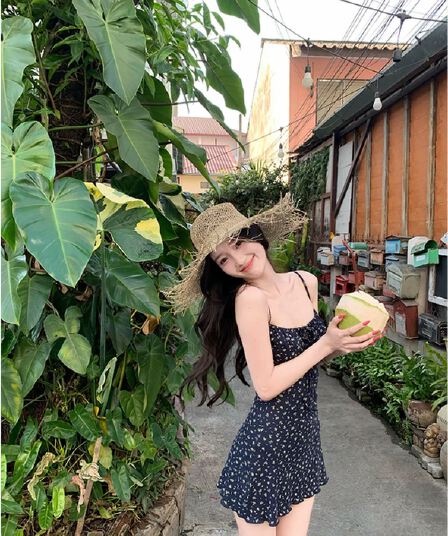 와라. 금융 작은 말 꽃무늬 치마 순수한 욕망 꽃무늬 슬립 몸매 가꾸기 슬림해 보이는 여성 드레스 여름 치마