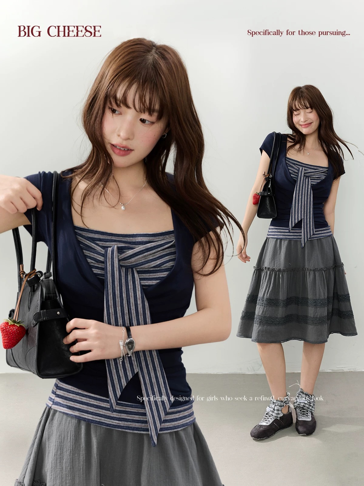 대 말더듬기 다우 시시 빛 틈 블루 레트로 학원 스타일 나비 레이스업 맨위 여름 허리 측면 펌프 Pleat 티셔츠