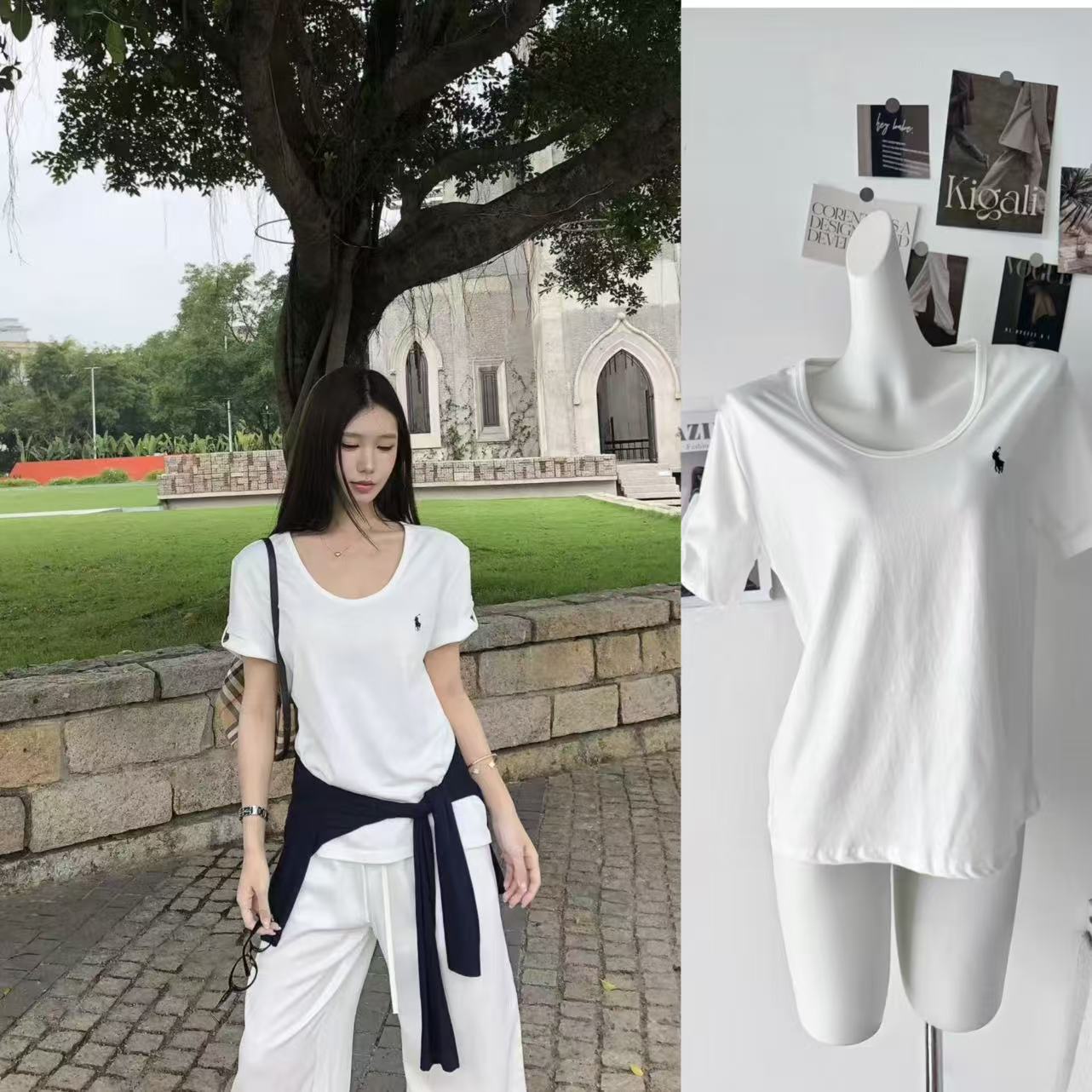 레드 맨 파빌리온 반팔 티셔츠 여성 2026 새로운 여름 착용 가져 가라. 화이트 긍정적 인 어깨 고유 한 아름다운 그레이트 봐 의류