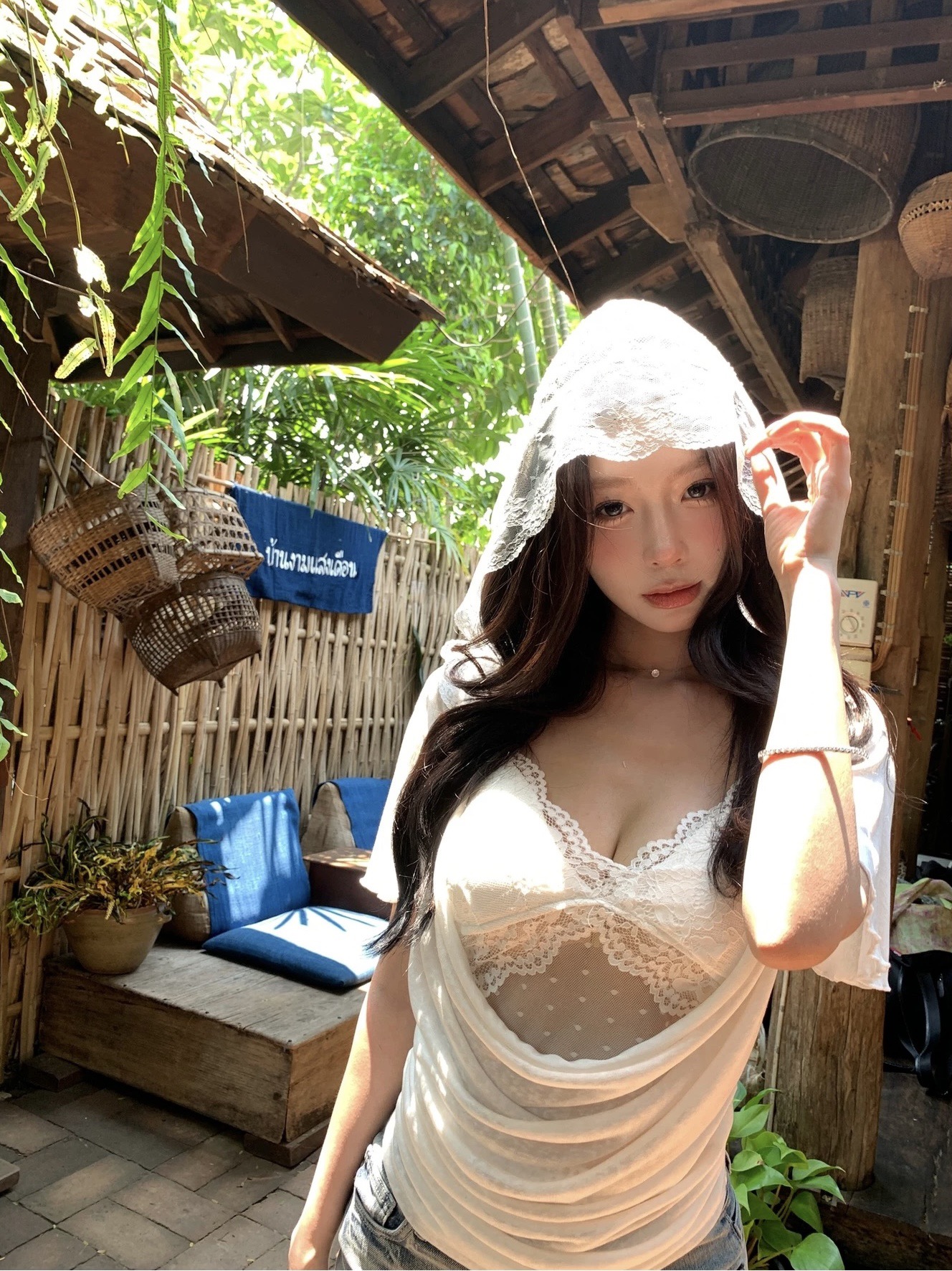 pinksoya 분말 콩 레이스 조각 슬립 흔들다 칼라 티셔츠 여성 작은 대중 아니요 명중 섹션 힙 Pleat 후드 맨위