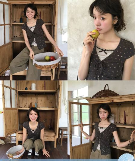 안녕하세요. 대포 페이크 레이어드 레이스 꽃무늬 반팔 티셔츠 여성 여름 새로운 느긋한 몸매 가꾸기 디자인 센스 Chic 맨위