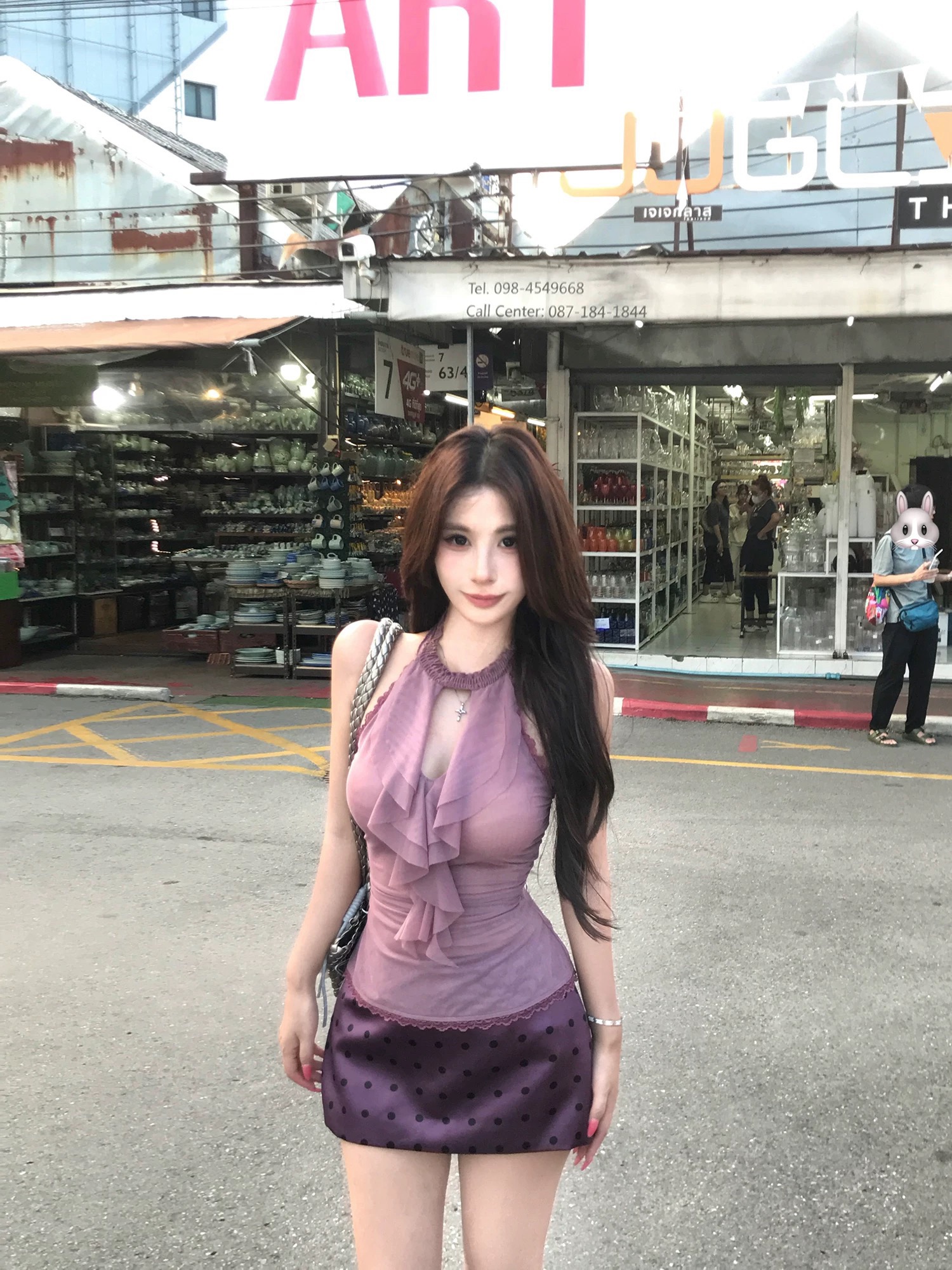 mejiu 꿀 나인 조용한 라임 연기 봄 순수한 욕망 보라색 행침 목 슬립 여성 여름 디자인 센스 핫걸 민소매 맨위