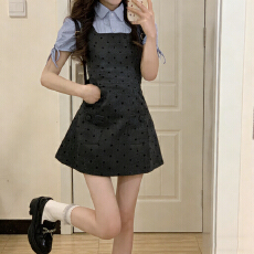 批发假两件衬衣袖口系带设计藏住拜拜肉收腰 A <b class='q'>字</b>摆小个子显瘦又显高