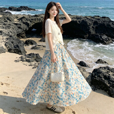批发大码<b class='q'>夏</b>季新款法式吊带甜美上衣碎花网纱半身裙减龄显瘦三件套套装