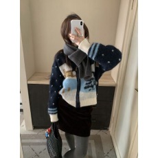 批发高级感圆领拉链毛衣<b class='q'>外套</b>女宽松外穿秋装新款费尔岛<b class='q'>韩版</b>针织上衣
