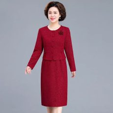 批发气质喜婆婆连衣裙2025春秋新款洋气<b class='q'>妈妈装</b>显瘦婚庆礼服中长款裙子