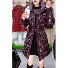 批发时尚中长款加厚棉服女2025冬季新款棉袄亮面免洗妈妈连帽<b class='q'>棉衣</b>外套