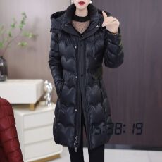 批发妈妈中长款棉服女2024新款冬季洋气时尚修身显瘦连帽保暖<b class='q'>棉衣</b>外套