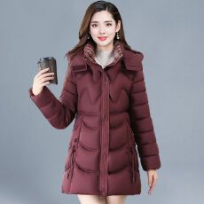 批发时尚棉服女2025秋冬季新款好看中长款加厚保暖连帽收腰棉衣外套潮