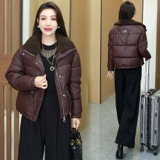 批发时尚立领面包服女冬季加厚保暖棉服宽松显瘦短款棉袄外套