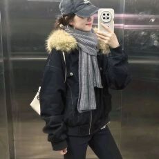 批发美式复古座山雕冬装派克棉服女款2025新款加厚棉袄工装大毛领外套