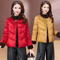 批发时尚国风提花棉服毛领<b class='q'>妈妈</b>装2026冬季新款气质洋气大码宽松棉服