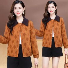 批发休闲洋气翻领菱格百搭短<b class='q'>外套</b>2026春季新款气质时尚女士上衣小个子