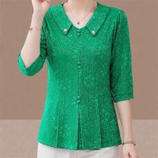 批发夏季气质新款打底小衫中年<b class='q'>时尚</b>遮肉显瘦洋气妈妈夏装中袖T恤上衣