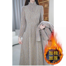 批发2025冬季新款女士气质典雅加厚保暖舒适通勤两件套套装