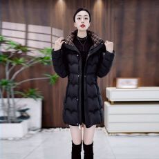 批发高档棉服女冬季收腰时尚显瘦中长款保暖连帽气质加厚棉衣<b class='q'>外套</b>棉袄
