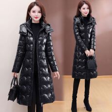 批发免洗蛋白软皮气质长款<b class='q'>棉服</b>2026冬季时尚加厚修身新款保暖棉衣外套