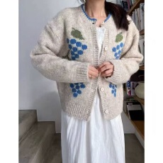 批发韩国<b class='q'>东大门</b><b class='q'>代购</b>秋季2025新品圆领纽扣提花针织毛衣开衫女