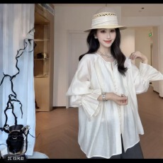 批发枕月眠云亚麻＋莱赛尔法式气质<b class='q'>长袖</b><b class='q'>衬衫</b>薄款高级感宽松上衣女