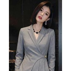 批发2026春季新款今年流行爆款简约风灰色系带收腰衬衫女显瘦大码上衣