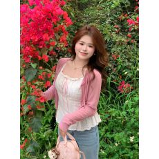 批发2026<b class='q'>大码</b>氛围感穿搭女胖mm蕾丝边吊带<b class='q'>针织</b><b class='q'>开衫</b>上衣