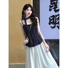 批发套装夏女2026新款小个子波点吊带上衣减龄一整套盐系穿搭配半身裙