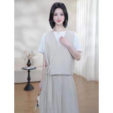 批发时尚休闲套装<b class='q'>女</b>2026夏季新款洋气减龄显瘦短袖马甲阔腿裤<b class='q'>三件</b>套潮