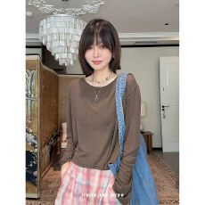 批发温风知夏法式气质百搭显瘦长袖T恤上衣女夏季别致独特防晒罩