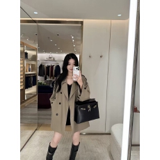 批发<b class='q'>夏</b>诗文 莱赛尔大翻驳领双排扣肩袢风衣女秋轻熟优雅风宽松微A外套
