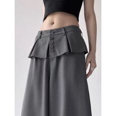 批发2026春秋新款假两件西装裤女单排扣设计感阔腿<b class='q'>通勤</b>显瘦高级休闲裤