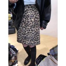 批发美式复古豹纹羊羔毛<b class='q'>半身裙</b>女冬季毛呢高腰<b class='q'>包臀</b>中裙