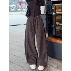 批发美式豹纹阔腿弯刀<b class='q'>裤</b>女2026春季<b class='q'>新款</b>垂感宽松显瘦运动洗水棉休闲<b class='q'>裤</b>