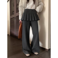 批发韩系叠穿假两件休闲微喇裤屁帘<b class='q'>裙裤</b><b class='q'>长</b>裤女