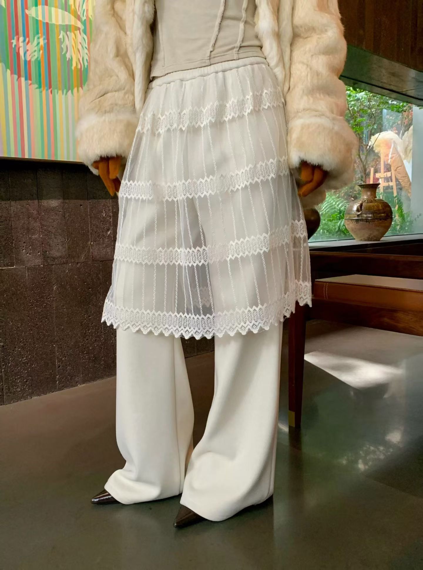 레이스 랩스커트팬츠 바지