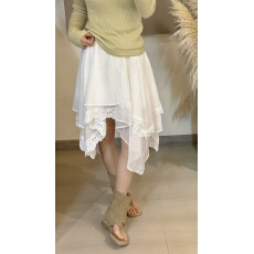 批发韩系不规则半身裙女春季新款甜美蕾丝拼接褶皱松紧腰百搭温柔<b class='q'>短裙</b>