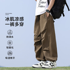 批发冰丝裤子夏季薄款男裤2025新款凉感宽松直筒速干裤夏天男士休闲裤