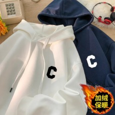 批发美式连帽<b class='q'>卫衣</b><b class='q'>男士</b>秋冬2025新款加绒加厚宽松情侣上衣外套ins潮牌