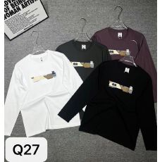 批发秋季新款薄款打底棉质长袖T恤简单刺绣长袖T恤衫