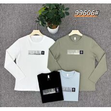 批发秋季新款薄款打底棉质长袖T恤简单刺绣长袖T恤衫