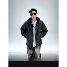 批发2025<b class='q'>秋</b>冬新款男士连帽可卸加绒皮衣夹克时尚潮流帅气休闲保暖外套