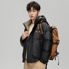 冬季新款石墨烯发热防风保暖羽绒服白鸭绒加厚防风连帽外套