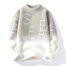 批发渐变水貂绒潮牌毛衣男女秋冬加绒加厚针织衫高级感慵懒保暖毛衣