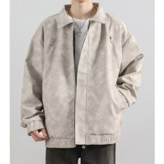 慵懒时尚文艺ins日系潮流简约流行新款双面穿磨砂皮格子内里夹克